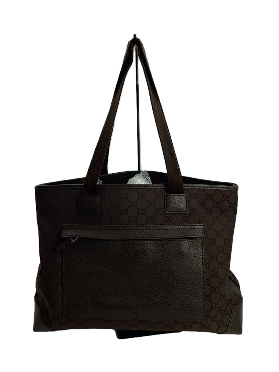 GUCCI - 【中古】GUCCI◆トートバッグ_GGナイロン/ナイロン/BRW/総柄【バッグ】