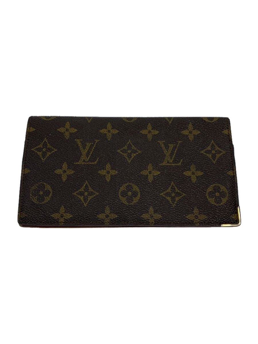 【中古】LOUIS VUITTON◆ポルト・シェキエ・ダブル_モノグラム・キャンバス_BRW/PVC/BRW/レディース【服飾雑貨他】