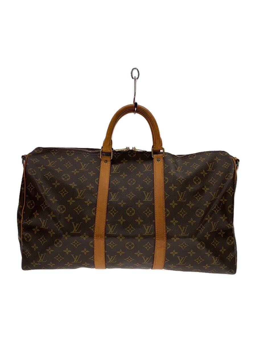 【中古】LOUIS VUITTON◆キーポル・バンドリエール50_モノグラム・キャンバス_BRW/PVC/BRW【バッグ】