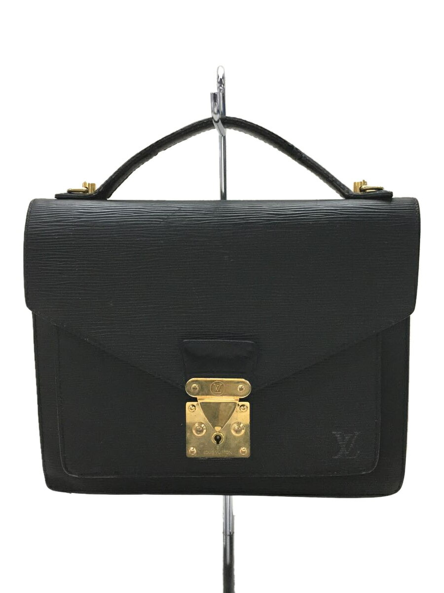 【中古】LOUIS VUITTON◆モンソー_エピ_BLK/レザー/BLK【バッグ】