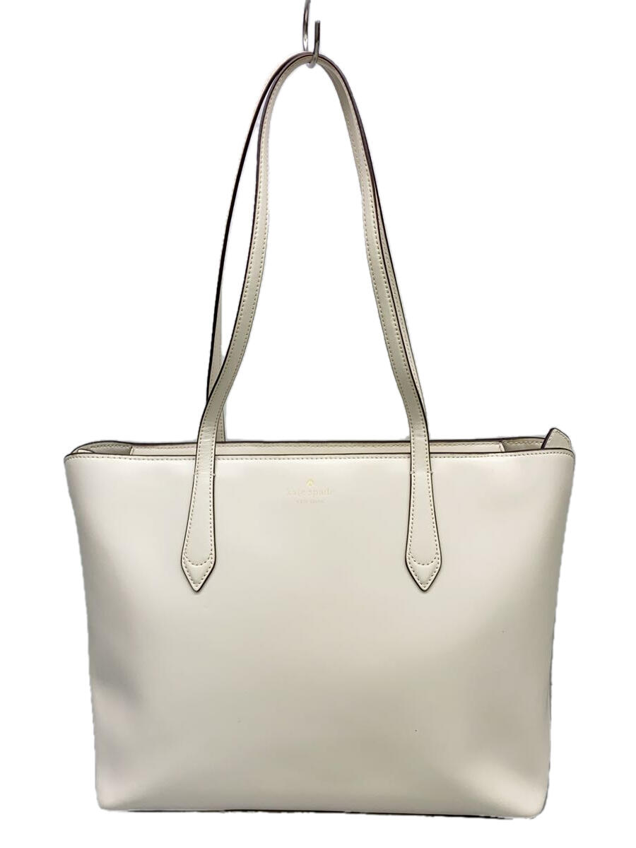 【中古】kate spade new york◆トートバッグ/--/WHT/無地/D411//【バッグ】