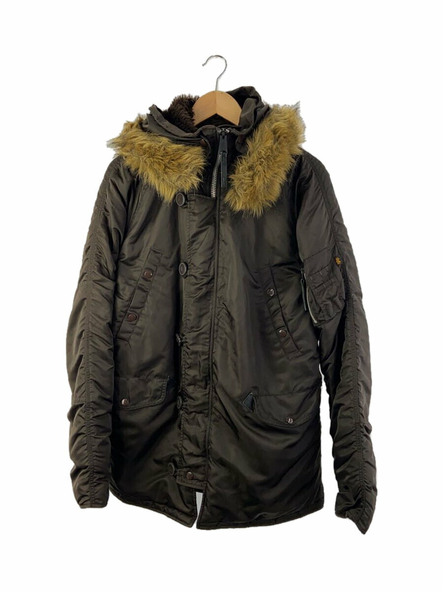 【中古】ALPHA INDUSTRIES◆フライトジャケット/L/ナイロン/ブラウン/20094-268/N-3B/ファー脱着可【メンズウェア】