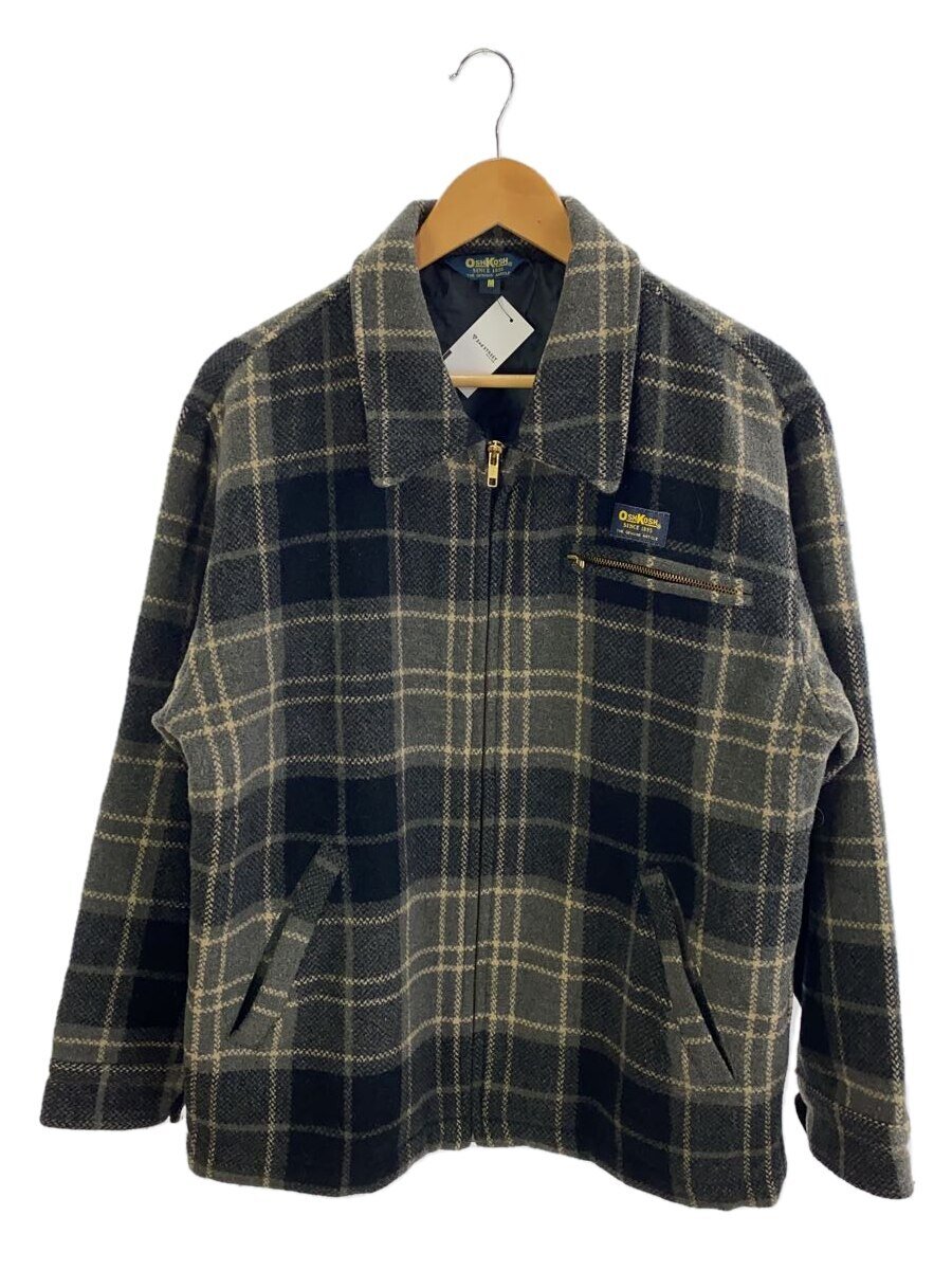 【中古】OshKosh◆80S/ウールワークジャケット/M/ウール/GRY/チェック/576-5054【メンズウェア】