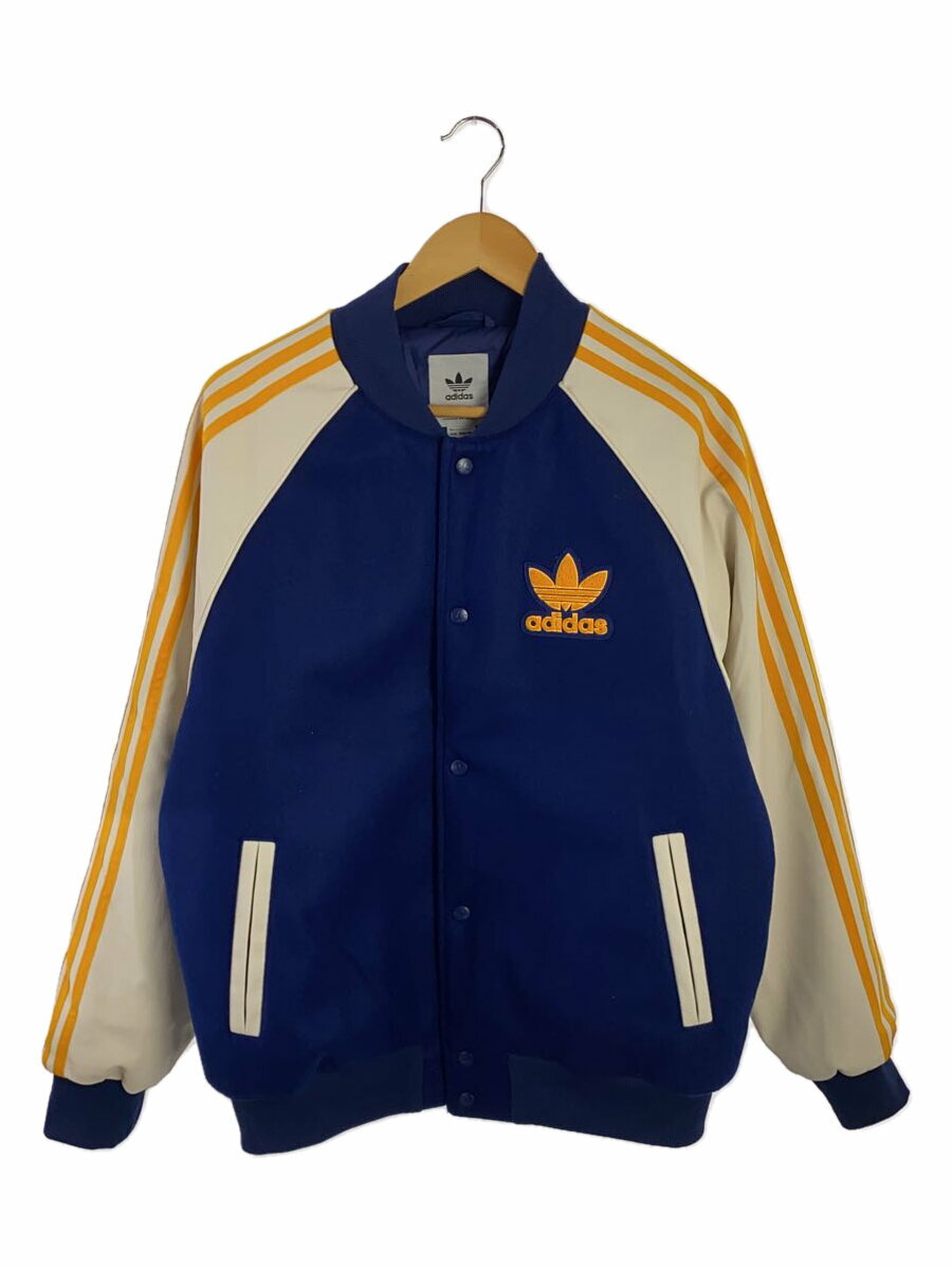 【中古】adidas◆スタジャン/XL/ポリエステル/BLU/IL2574【メンズウェア】