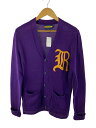 【中古】RUGBY RALPHLAUREN◆レタードカーディガン/S/コットン/パープル【メンズウェア】