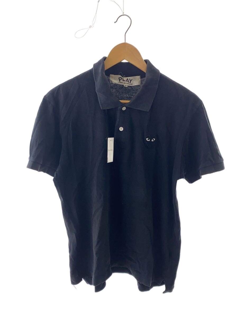 【中古】PLAY COMME des GARCONS◆ポロシャツ/M/コットン/ブラック/無地/AZ-T066【メンズウェア】