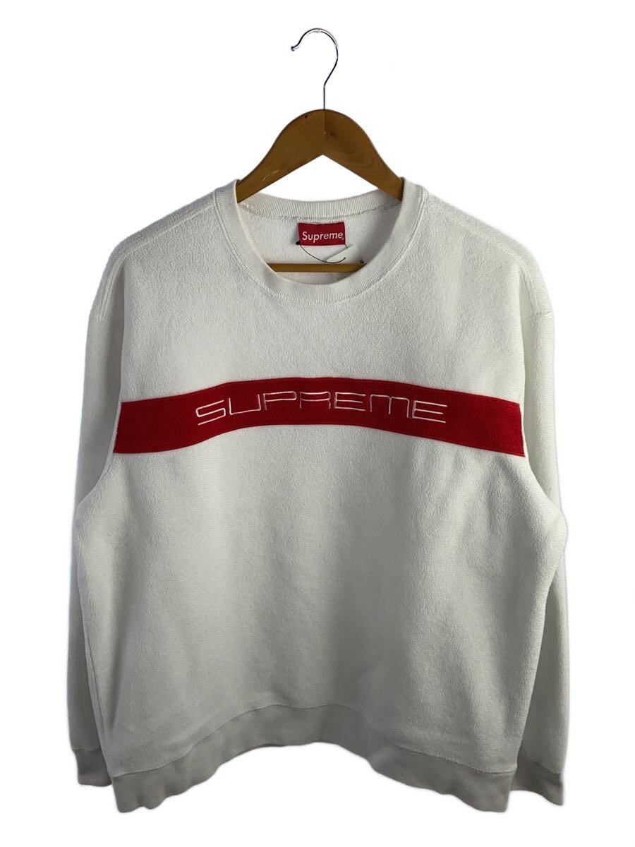 【中古】Supreme◆スウェット/L/ポリエステル/WHT/19AW/POLARTEC CREWNECK//【メンズウェア】