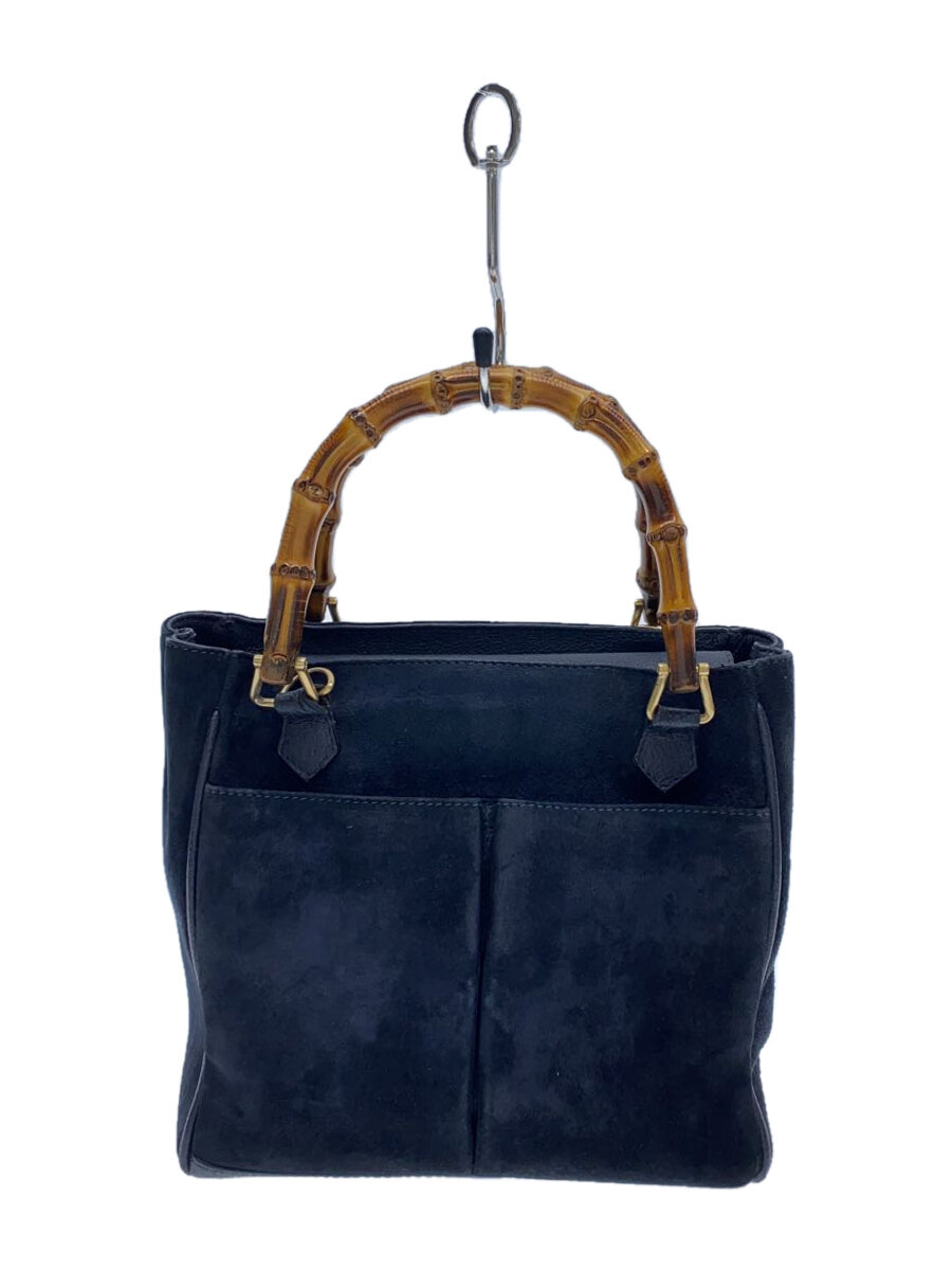 【中古】GUCCI◆バンブー/スエード/ハンドバッグ/スウェード/NVY/ショルダーストラップ欠損/old//【バッグ】