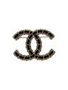 【中古】CHANEL◆ココマーク/ブローチ/キャビアスキン//アクセサリー/--/BLK/レディース/B23B【服飾雑貨他】