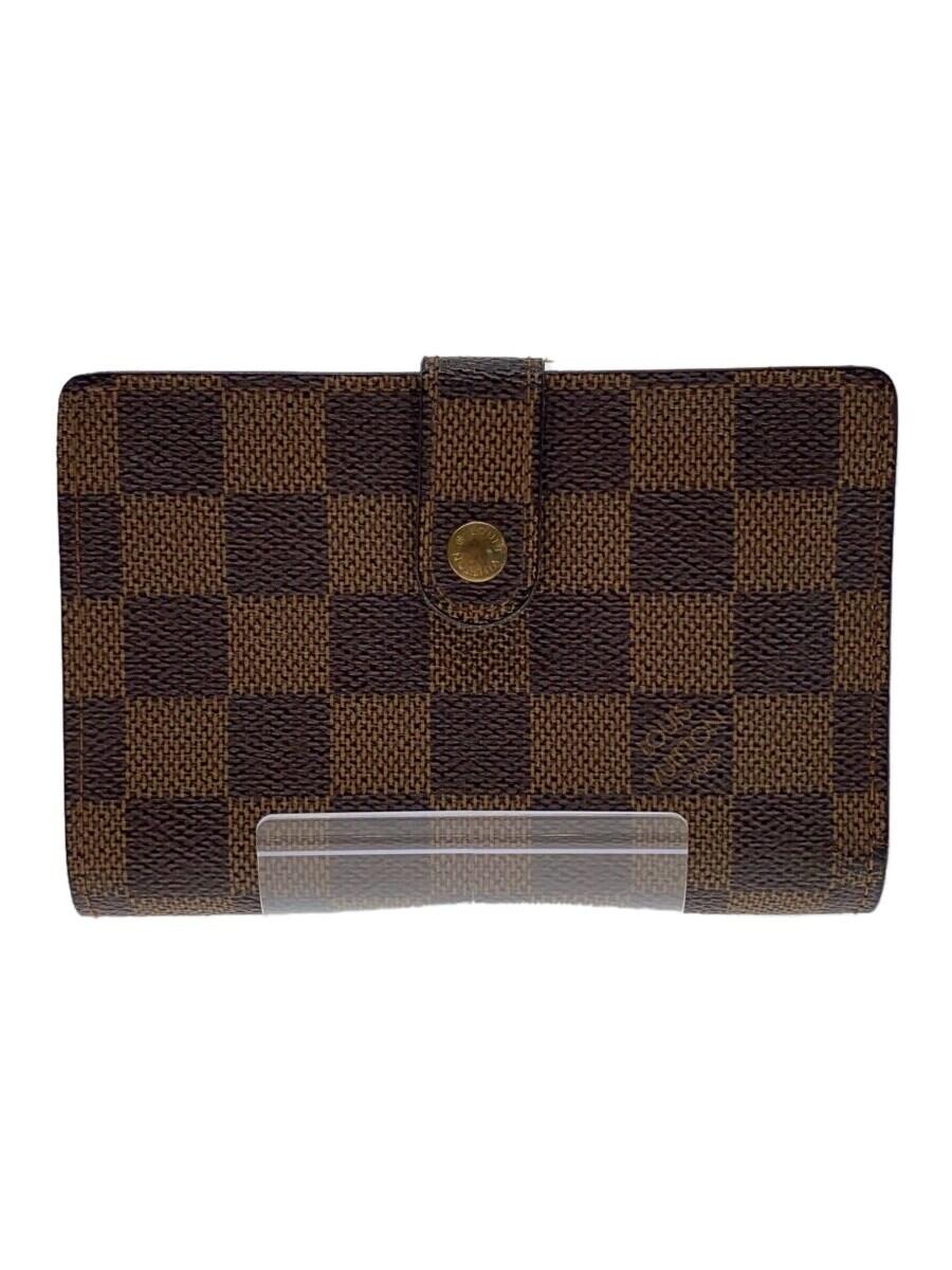 【中古】LOUIS VUITTON◆ポルト・フォイユ・ヴィエノワ_ダミエ・エベヌ_BRW/PVC/BRW/総柄/レディース【服飾雑貨他】