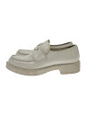 【中古】PRADA◆ローファー/UK8/WHT/レザー/2de127【シューズ】(4)