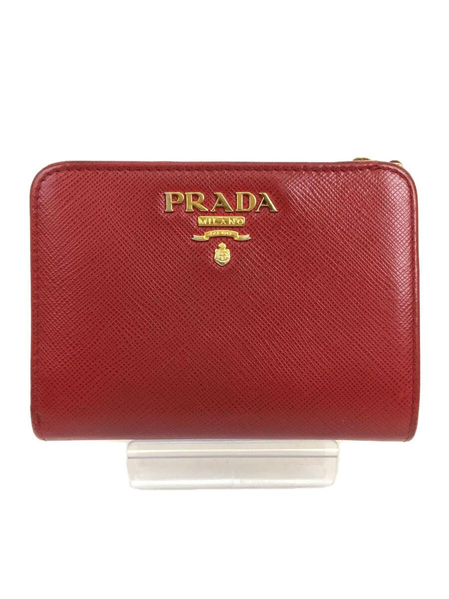 【中古】PRADA◆2つ折り財布/--/RED/無�