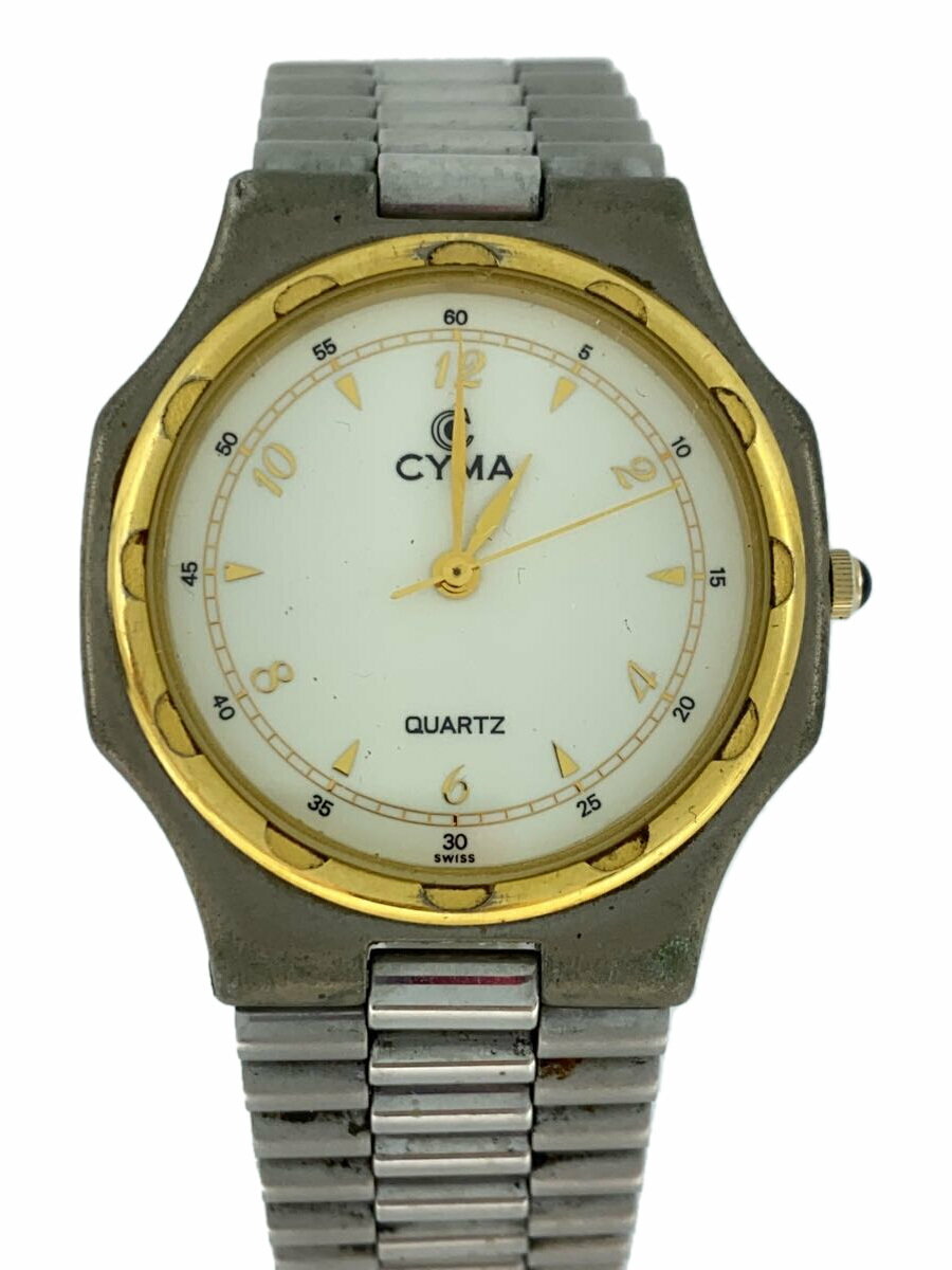 【中古】CYMA◆クォーツ腕時計/アナログ/ステンレス/WHT/SLV/703【服飾雑貨他】