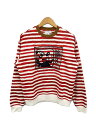 【中古】COACH◆スウェット/S/コットン/RED/ボーダー/6046/×Keith Haring【レディースウェア】