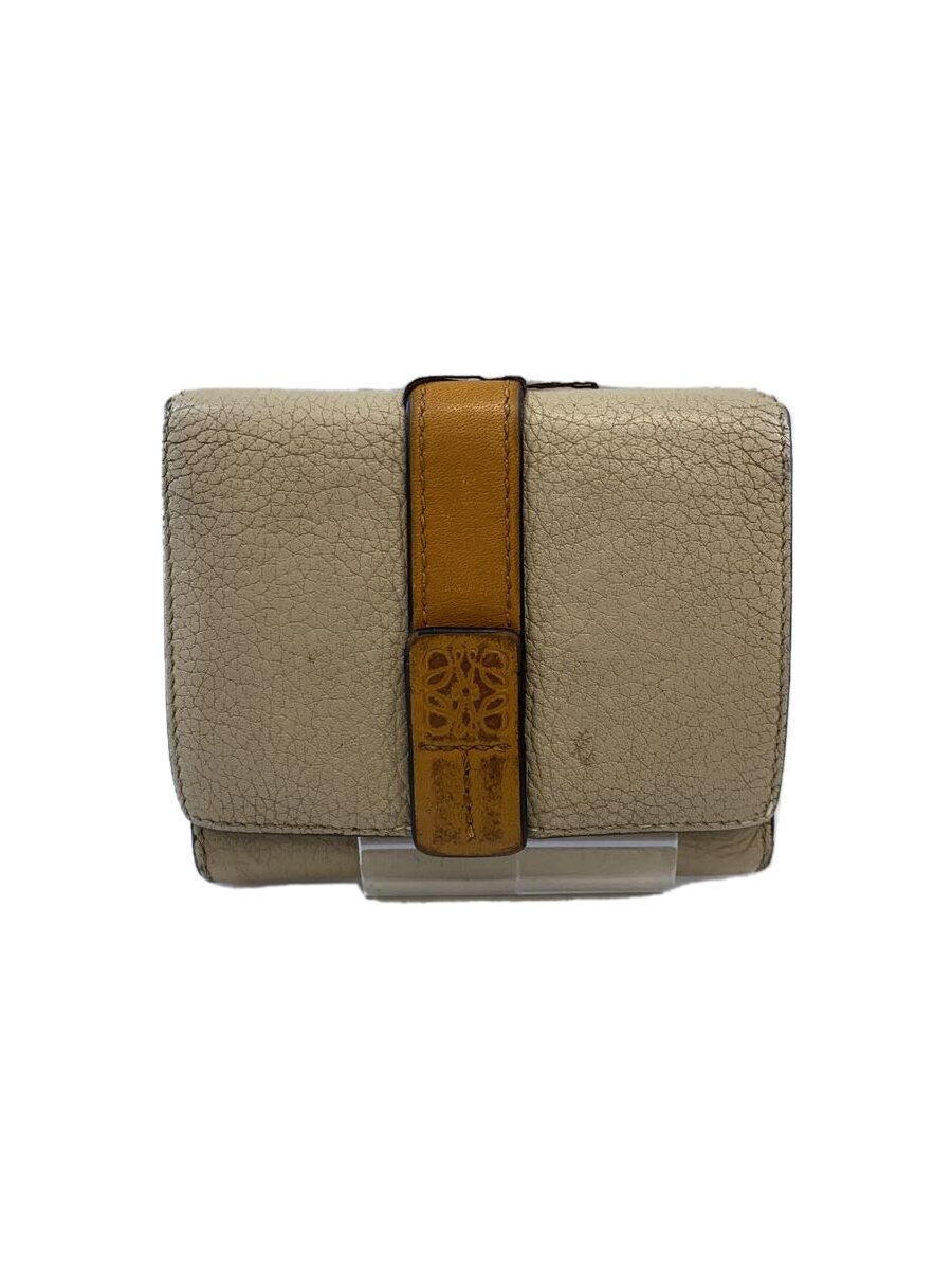 Clothing Accessories (Caps, Ties, Belts) - 【中古】LOEWE◆トライフォールド ウォレット/3つ折り財布/レザー/BEG/無地/レディース【服飾雑貨他】