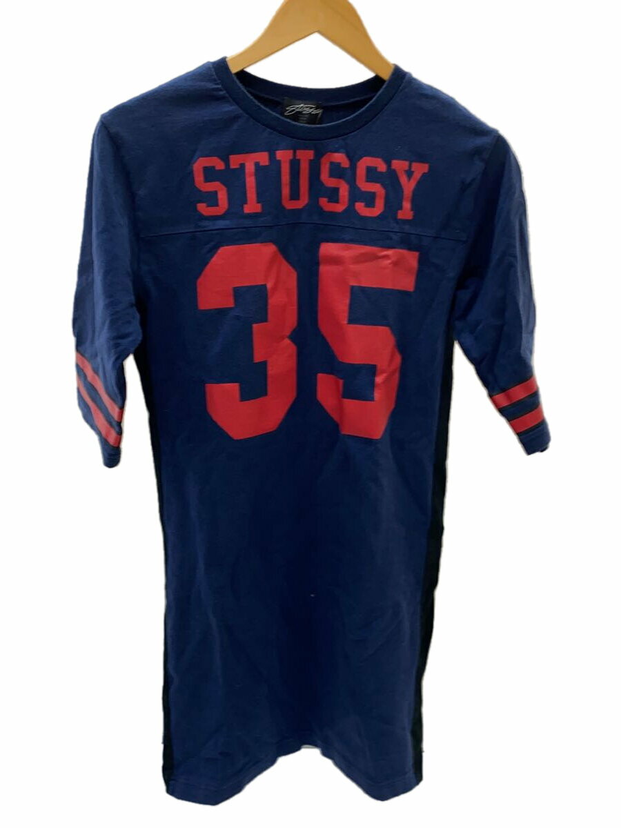 【中古】STUSSY◆半袖ワンピース/S/コットン/NVY【レディースウェア】