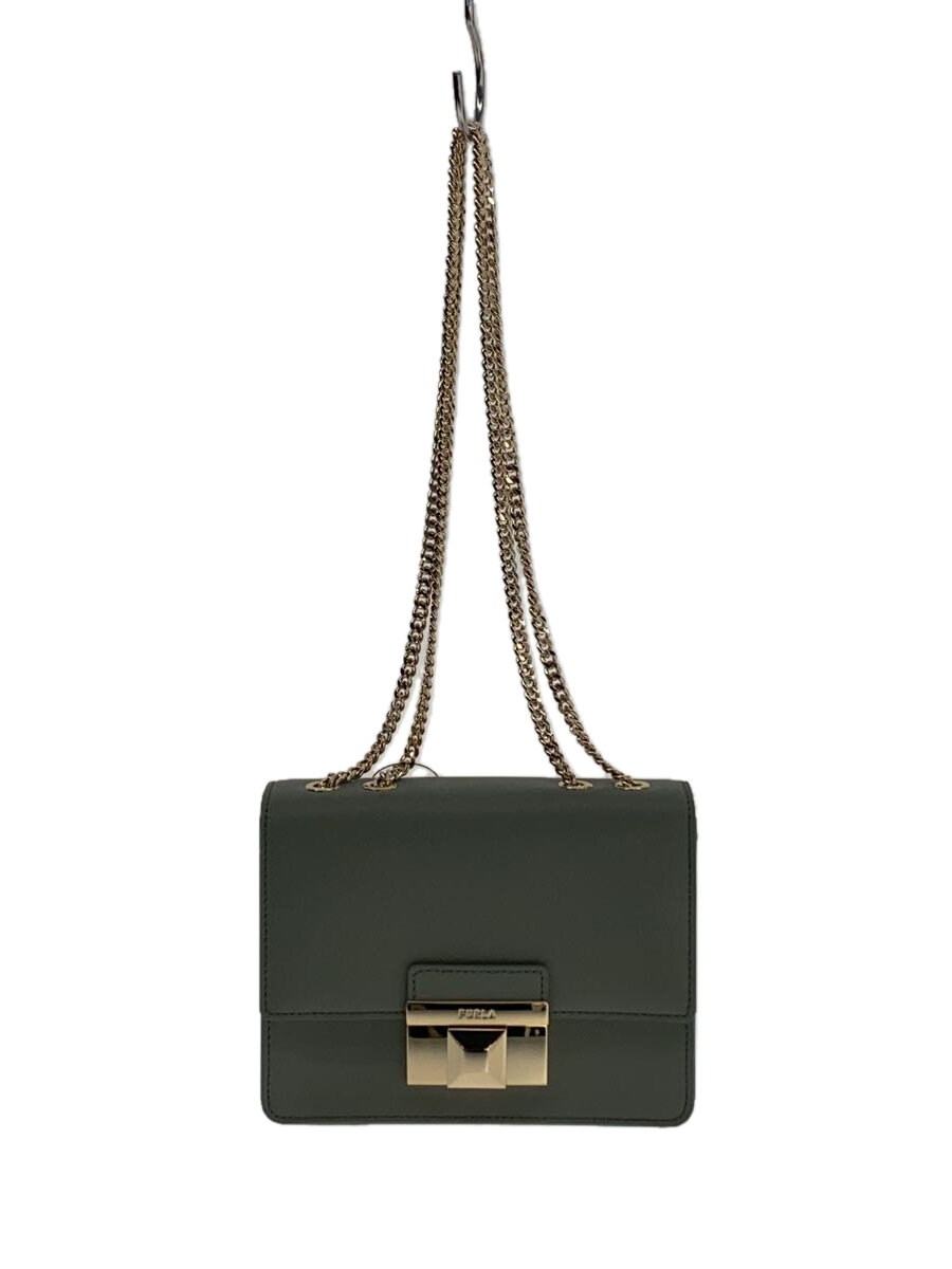 【中古】FURLA◆ショルダーバッグ/レザー/GRY/無地【バッグ】