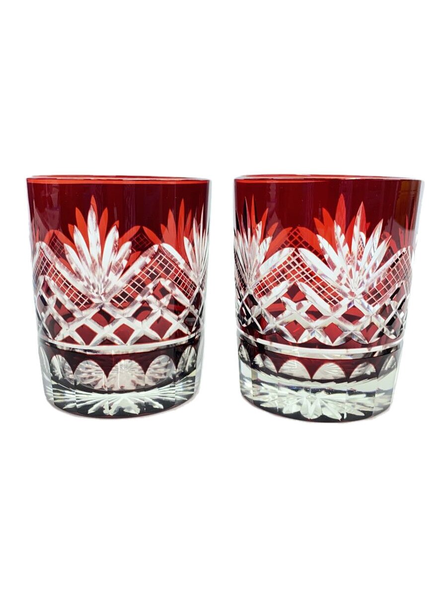【中古】グラス/2点セット/RED/切子【キッチン用品】