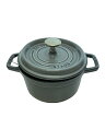 【中古】Staub◆ピコ・ココット・ラウンド/鍋/サイズ:16cm/ブラック/40509-479【キッチン用品】