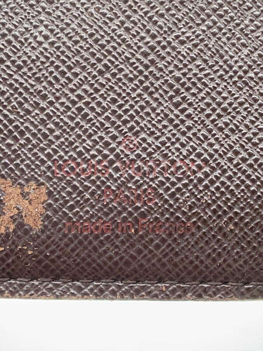【中古】LOUIS VUITTON◆カード用ポケット付財布_ダミエ・エベヌ_BRW/PVC/BRW/総柄/...
