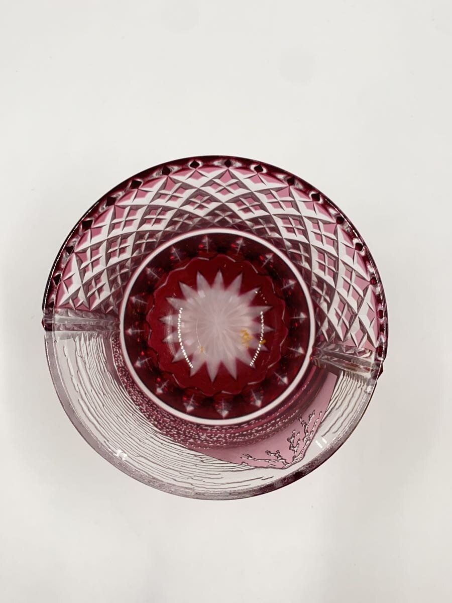 【中古】江戸切子◆グラス/RED【キッチン用品】