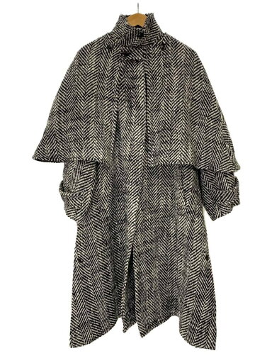 【中古】MAISON SPECIAL◆ロングコート/ヘリンボーンケープコート/コート/FREE/ウール/GRY【レディースウェア】 【中古】MAISON SPECIAL◆ロングコート/ヘリンボーンケープコート/コート/FREE/ウール/GRY【レディースウェア】