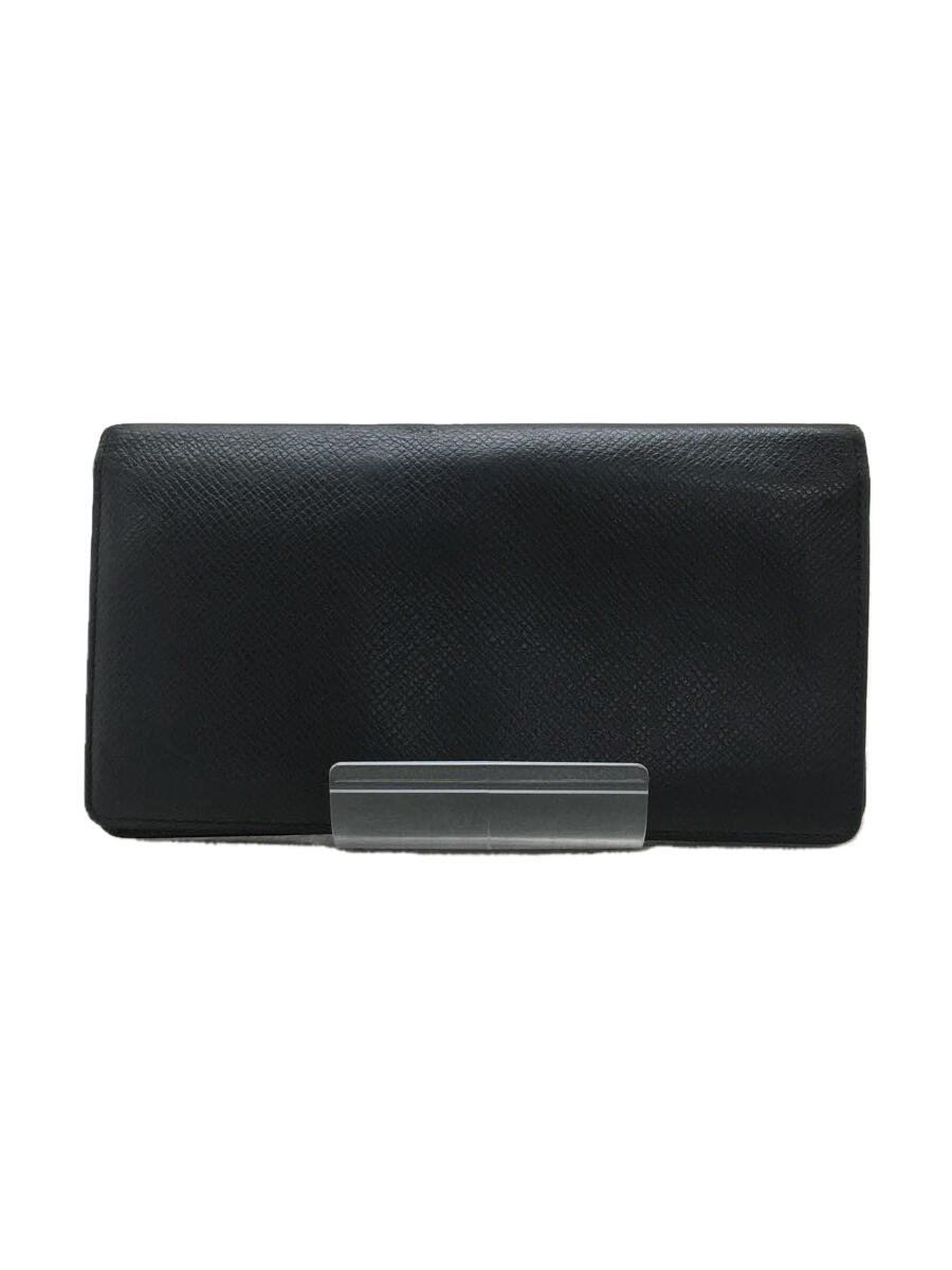 【中古】LOUIS VUITTON◆ポルト・フォイユ・ブラザ_タイガ_BLK/牛革/BLK/無地/メンズ//【服飾雑貨他】