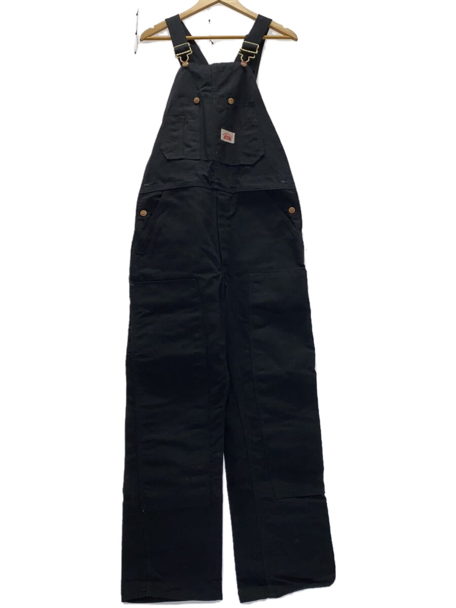 【中古】ROUND HOUSE◆オーバーオール/32/コットン/BLK【メンズウェア】
