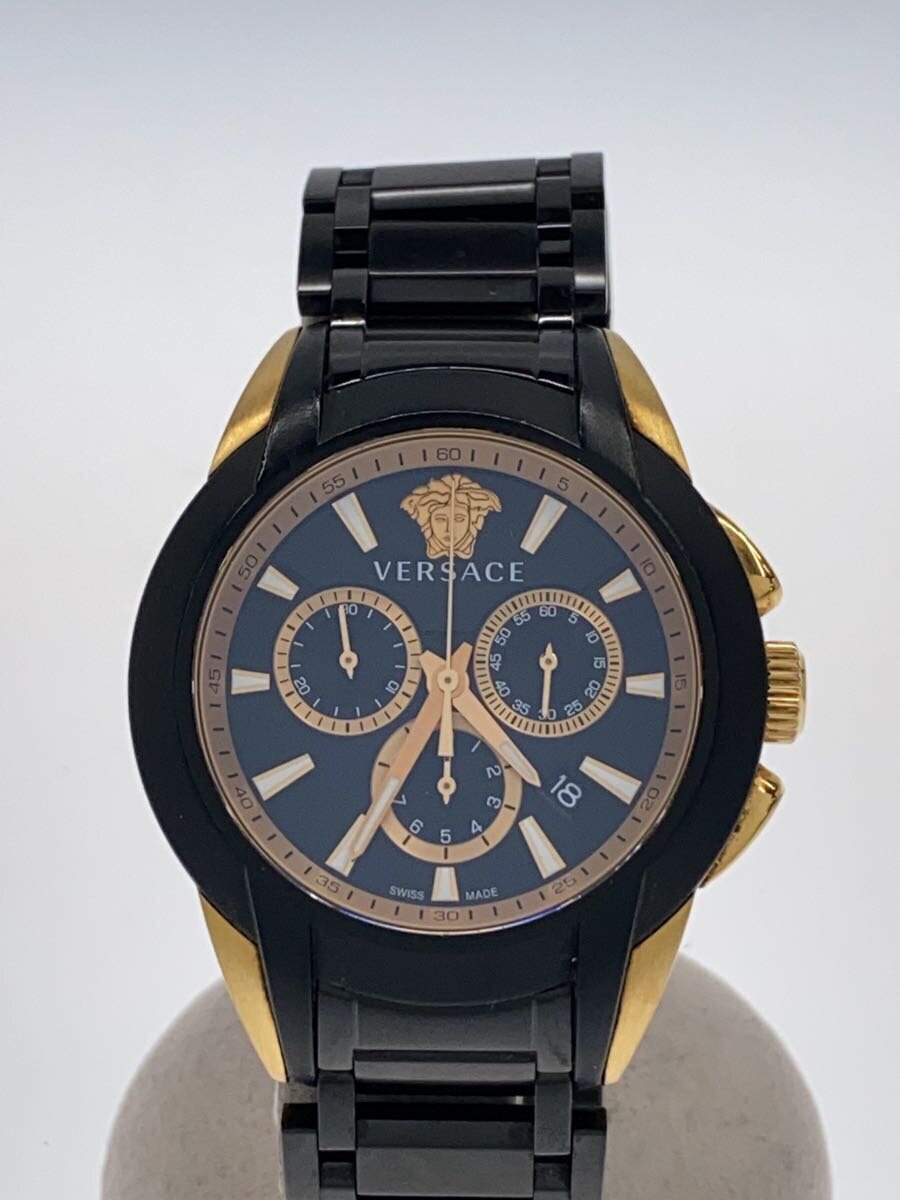【中古】VERSACE◆クォーツ腕時計/アナログ/BLK/BLK/VEM8【服飾雑貨他】