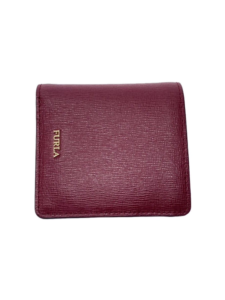 【中古】FURLA◆2つ折り財布/レザー/PNK/無地/レディース【服飾雑貨他】