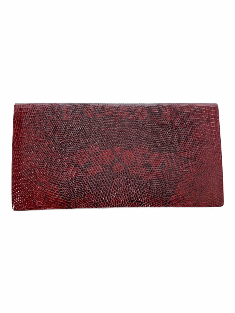 【中古】長財布/レザー/RED/レディース/トカゲ皮/LIZARD SKIN【服飾雑貨他】