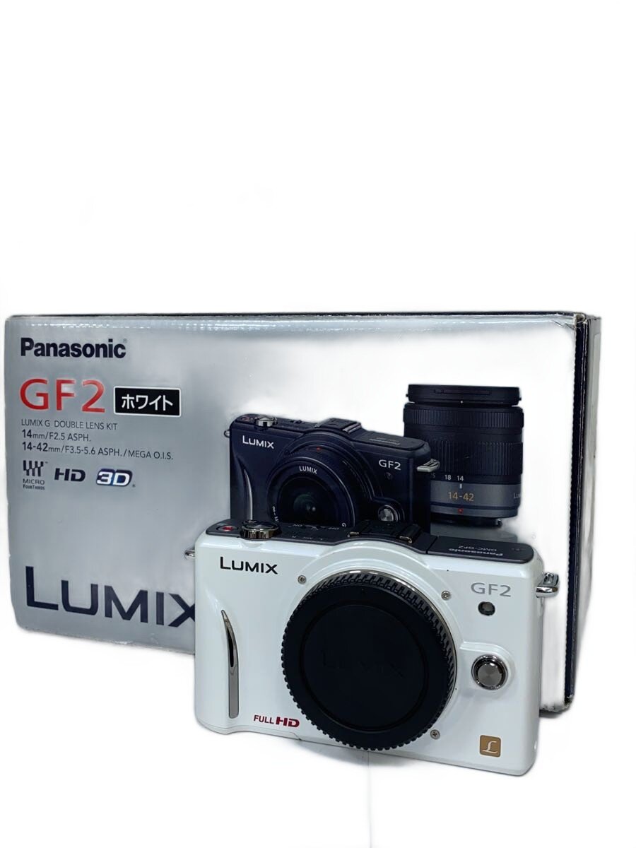 【中古】Panasonic◆デジタル一眼カメラ LUMIX DMC-GF2W-W ダブルレンズキット [シェルホワイト]//【カメラ】
