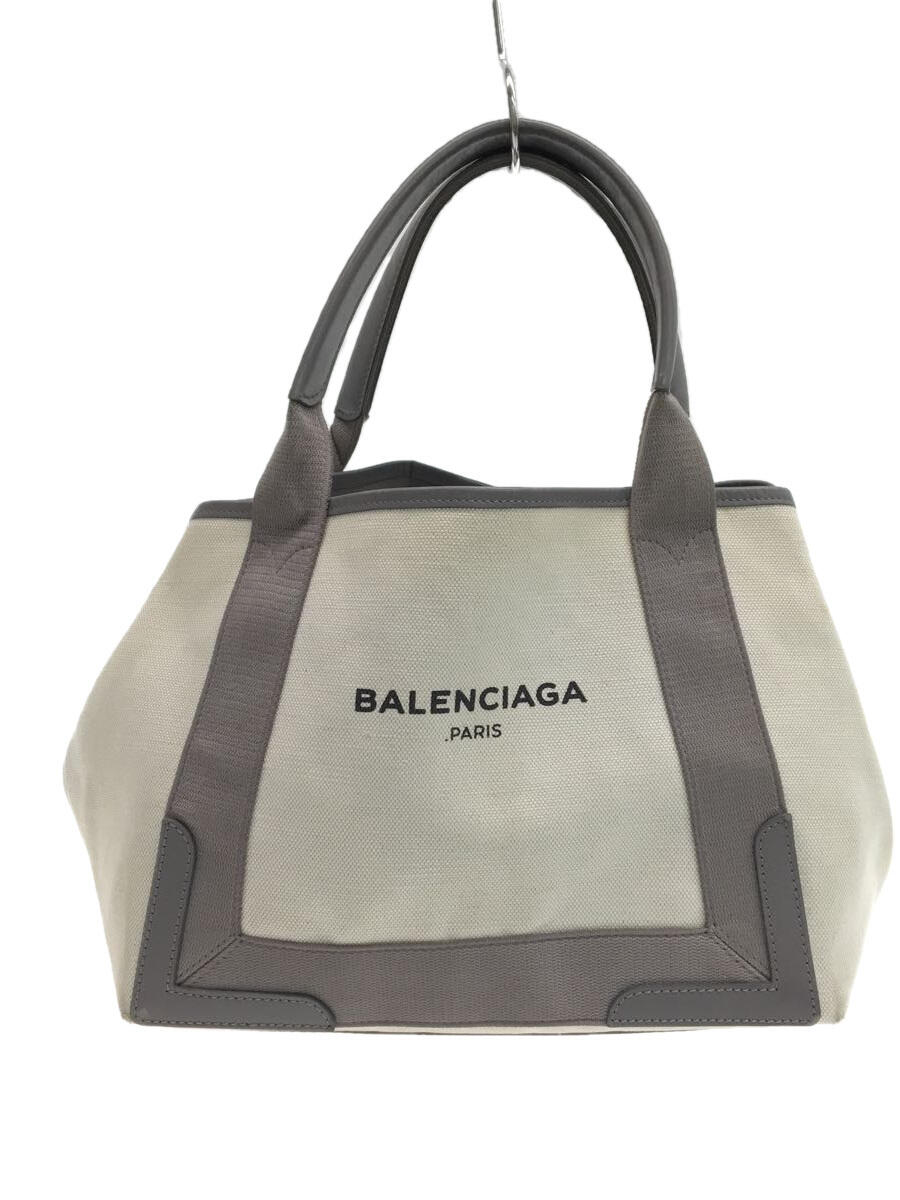 【中古】BALENCIAGA◆トートバッグ/キャンバス/WHT/339933・2881【バッグ】