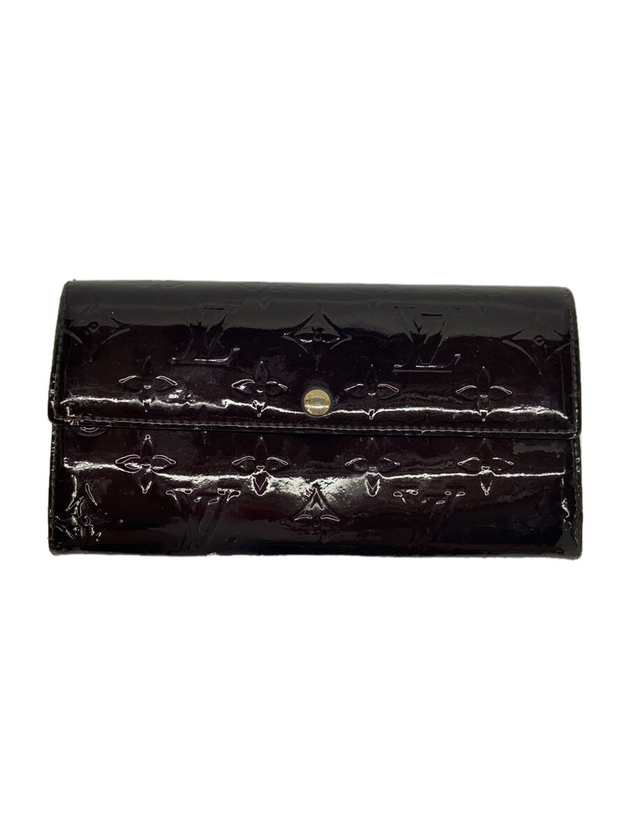 【中古】LOUIS VUITTON◆ポルト・フォイユ・サラ_モノグラム・ヴェルニ_/メンズ/エナメル/ボルドー/M93524【服飾雑貨他】