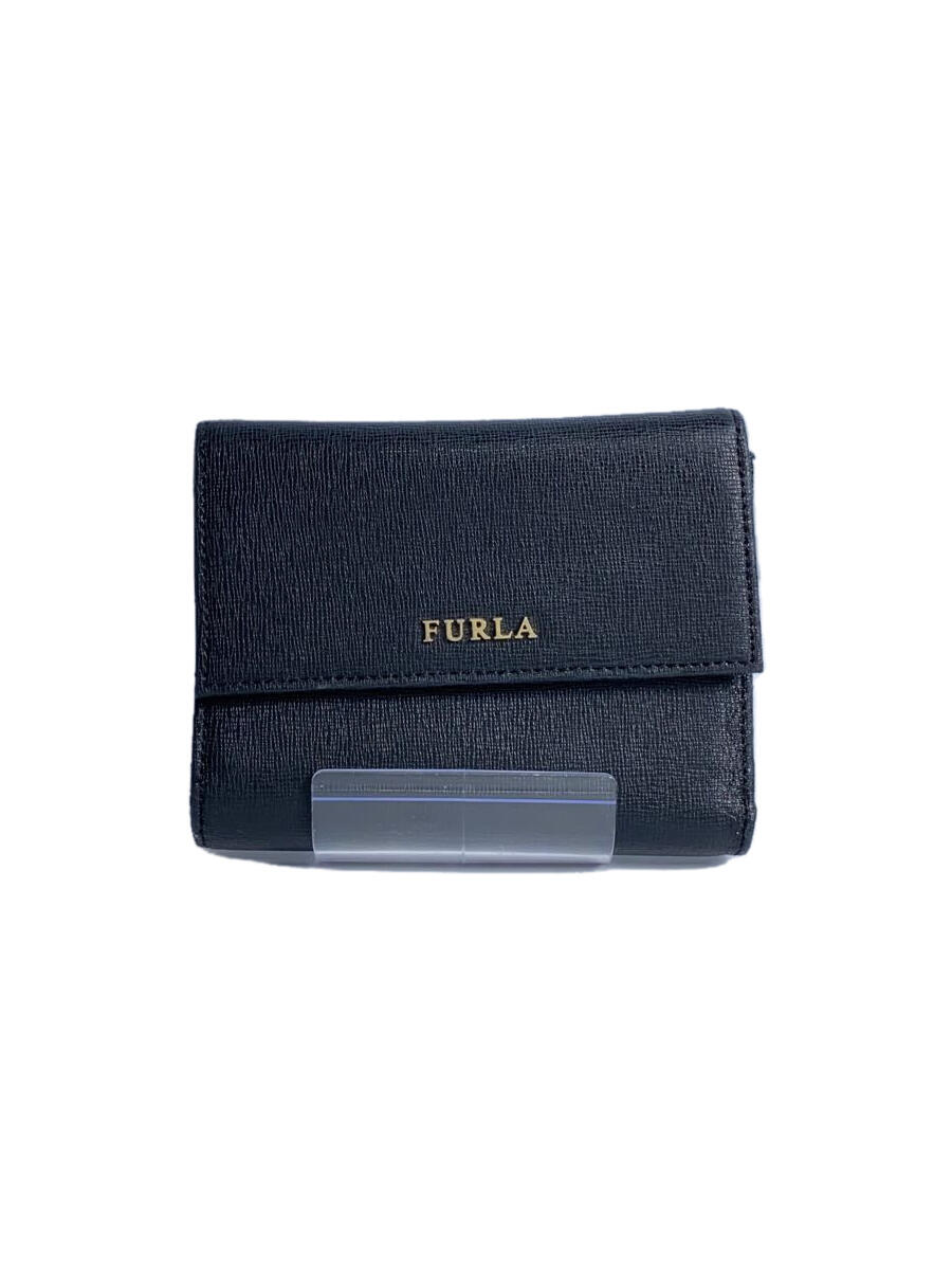 【中古】FURLA◆3つ折り財布/PVC/BLK/無