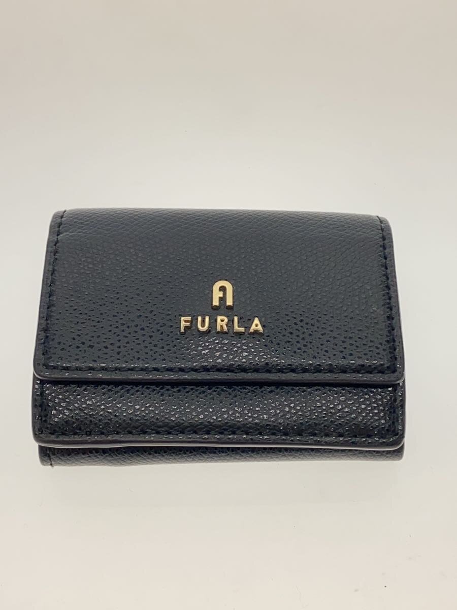 【中古】FURLA◆3つ折り財布/--/BLK/レ�
