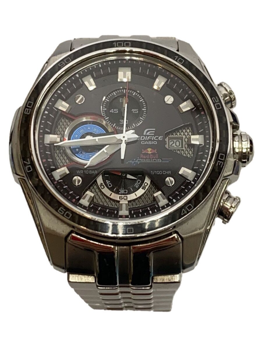 【中古】CASIO◆クォーツ腕時計/アナログ/ステンレス/BLK/SLV/SS/EF-565RBJ【服飾雑貨他】