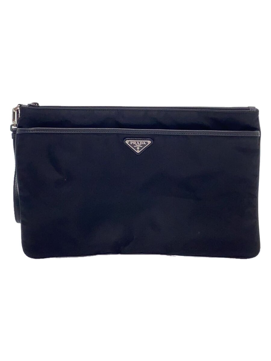 【中古】PRADA◆クラッチバッグ/--/BLK/三角ロゴ【バッグ】