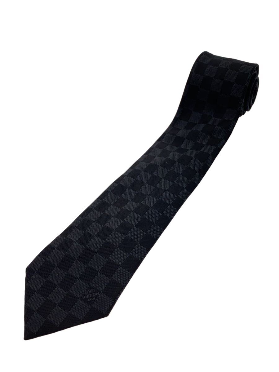 LOUIS VUITTON - 【中古】LOUIS VUITTON◆クラヴァット・ダミエクラシック8CM_ダミエ・エベヌ_BLK/シルク/BLK/メンズ//【服飾雑貨他】