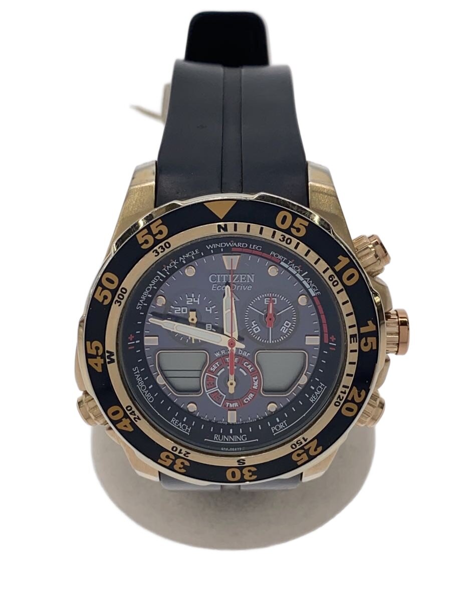【中古】CITIZEN◆ソーラー腕時計/デジアナ/ラバー/BLK/BLK/SS/C660-S067634【服飾雑貨他】