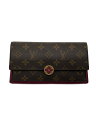 【中古】LOUIS VUITTON◆ポルト・フォイユ・フロール・コンパクト_モノグラム・キャンバス/PVC/BRW/レディース【服飾雑貨他】