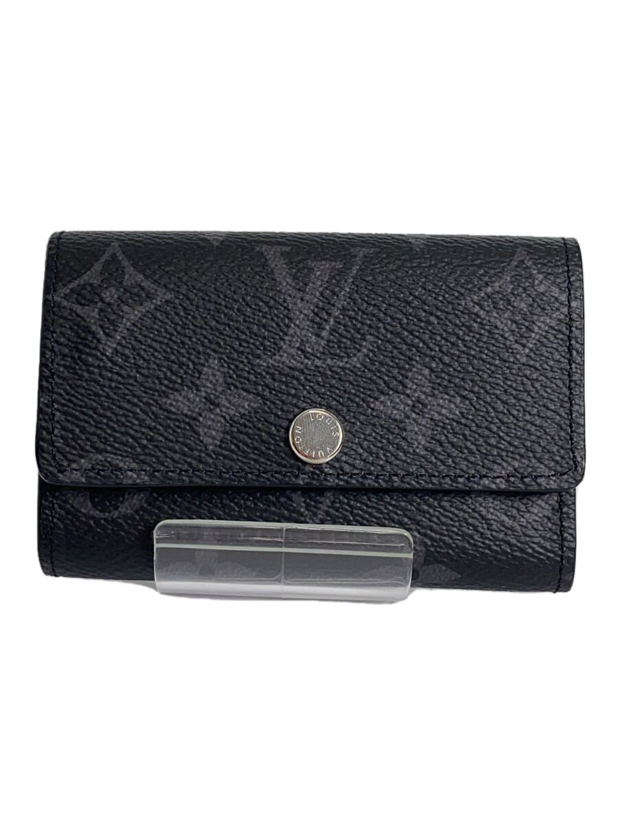 【中古】LOUIS VUITTON◆ミュルティクレ6_モノグラム・エクリプス_BLK/レザー/BLK/総柄/メンズ【服飾雑貨他】