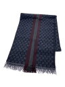 【中古】GUCCI◆マフラー/ウール/BLK/総柄/メンズ【服飾雑貨他】