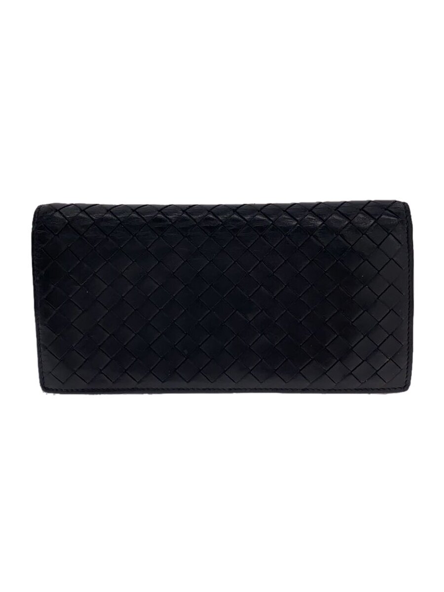 【中古】BOTTEGA VENETA◆長財布/レザー/BLK/メンズ【服飾雑貨他】