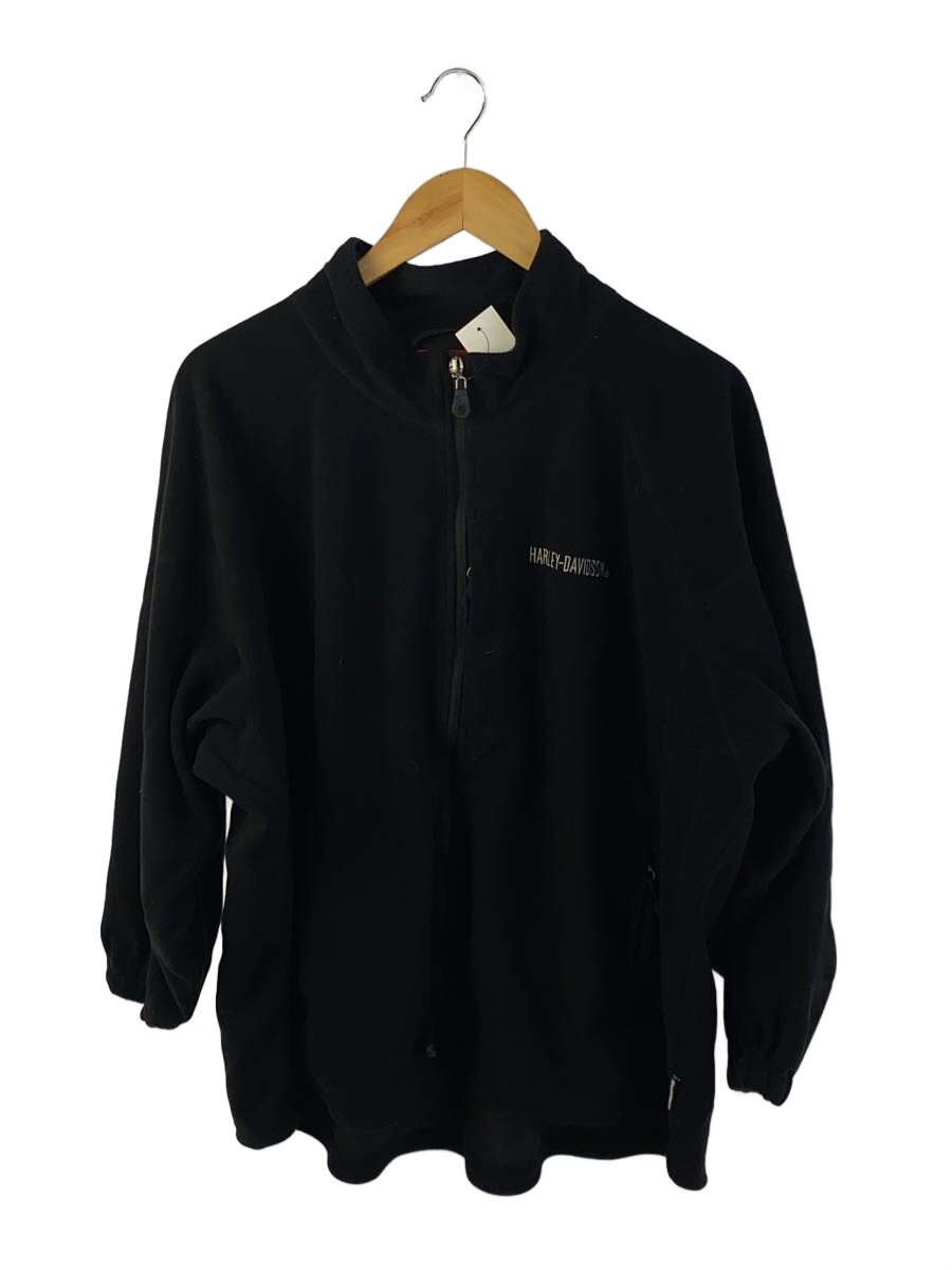 【中古】HARLEY DAVIDSON◆フリースジャケット/XXL/ポリエステル/BLK/無地【メンズウェア】