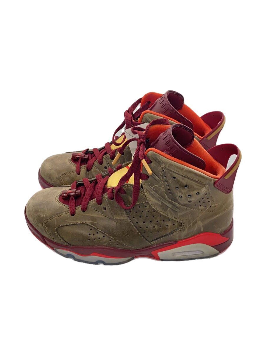 NIKE◆AIR JORDAN 6 RETRO/エアジョーダンレトロ/カーキ/384664-250/27cm/KHK