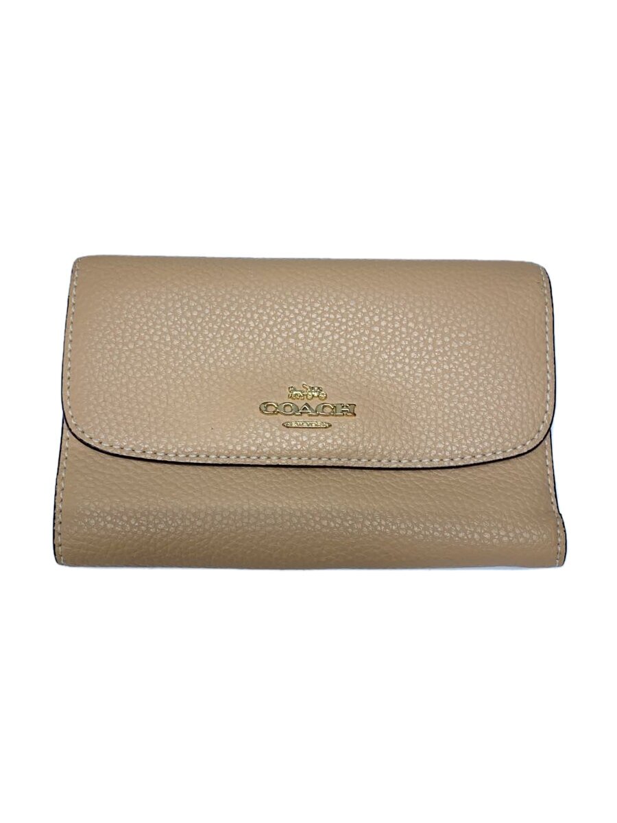 【中古】COACH◆3つ折り財布/レザー/BEG/レディース/F30204【服飾雑貨他】