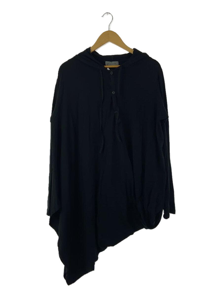 【中古】yohji yamamoto POUR HOMME◆23SS/ドレープフード/長袖変形カットソ-/パーカー/3/コットン/BLK/HZ-T11-073【メンズウェア】