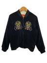 【中古】CREAM SODA◆スカジャン/M/ベロア/BLK【メンズウェア】
