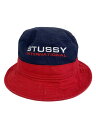 【中古】STUSSY◆バケットハット/コットン/ネイビー/レッド/バイカラーロゴ/メンズ【服飾雑貨他】